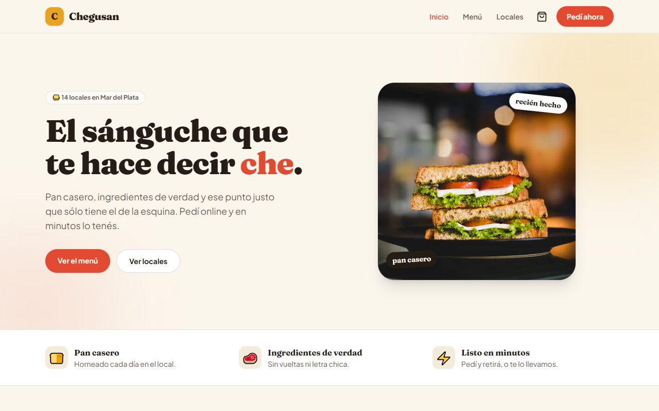Captura de la sanguchería online Chegusan