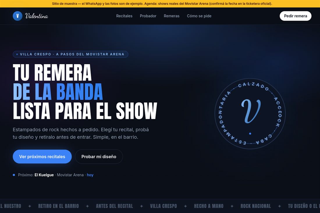 Captura de la tienda Valentina